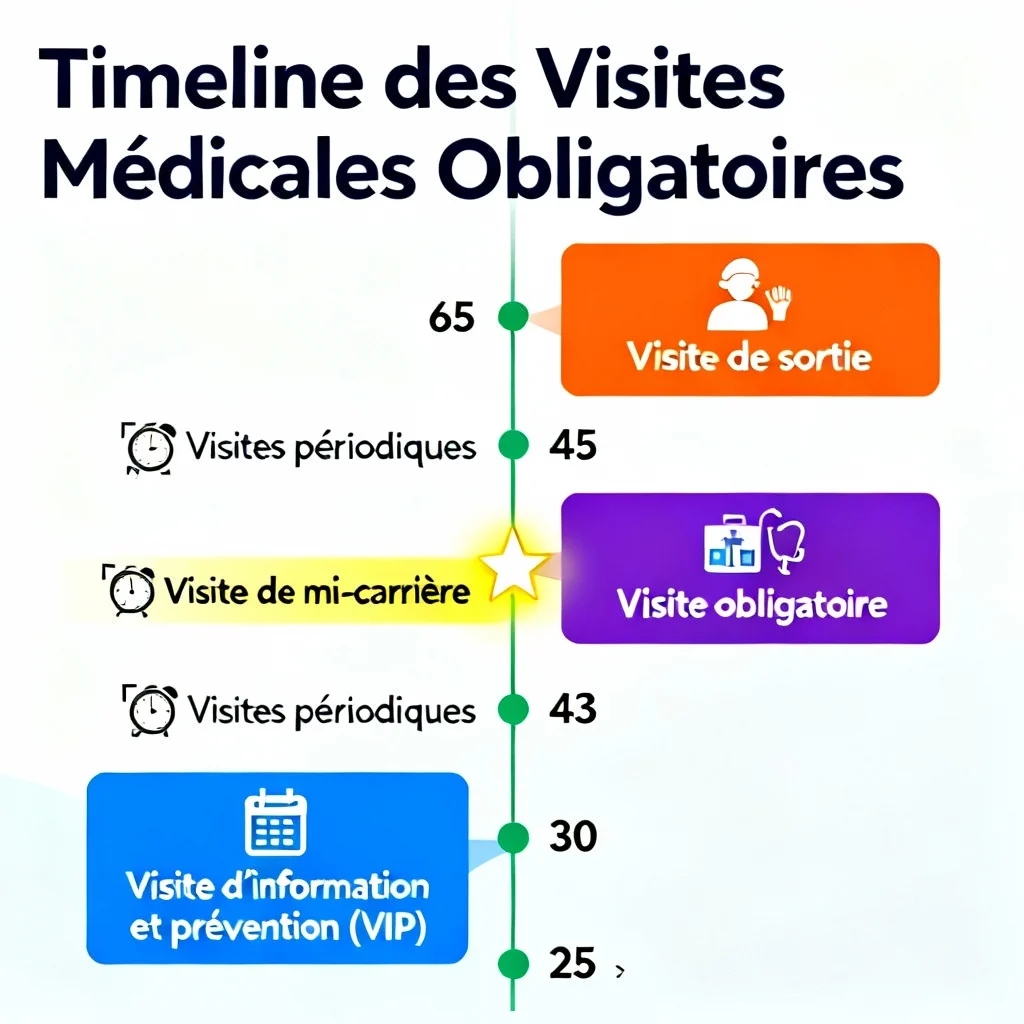 Calendrier visites médicales obligatoires employeur visite mi-carrière 45 ans médecine travail Paris obligations 2025