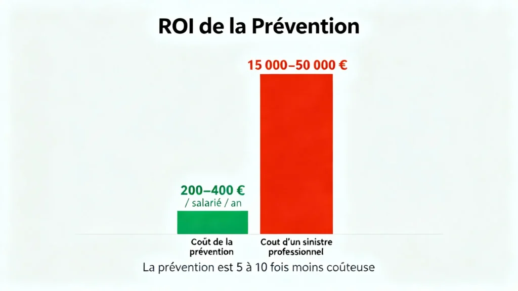 ROI retour investissement prévention santé travail coût accident comparaison entreprise Paris économies